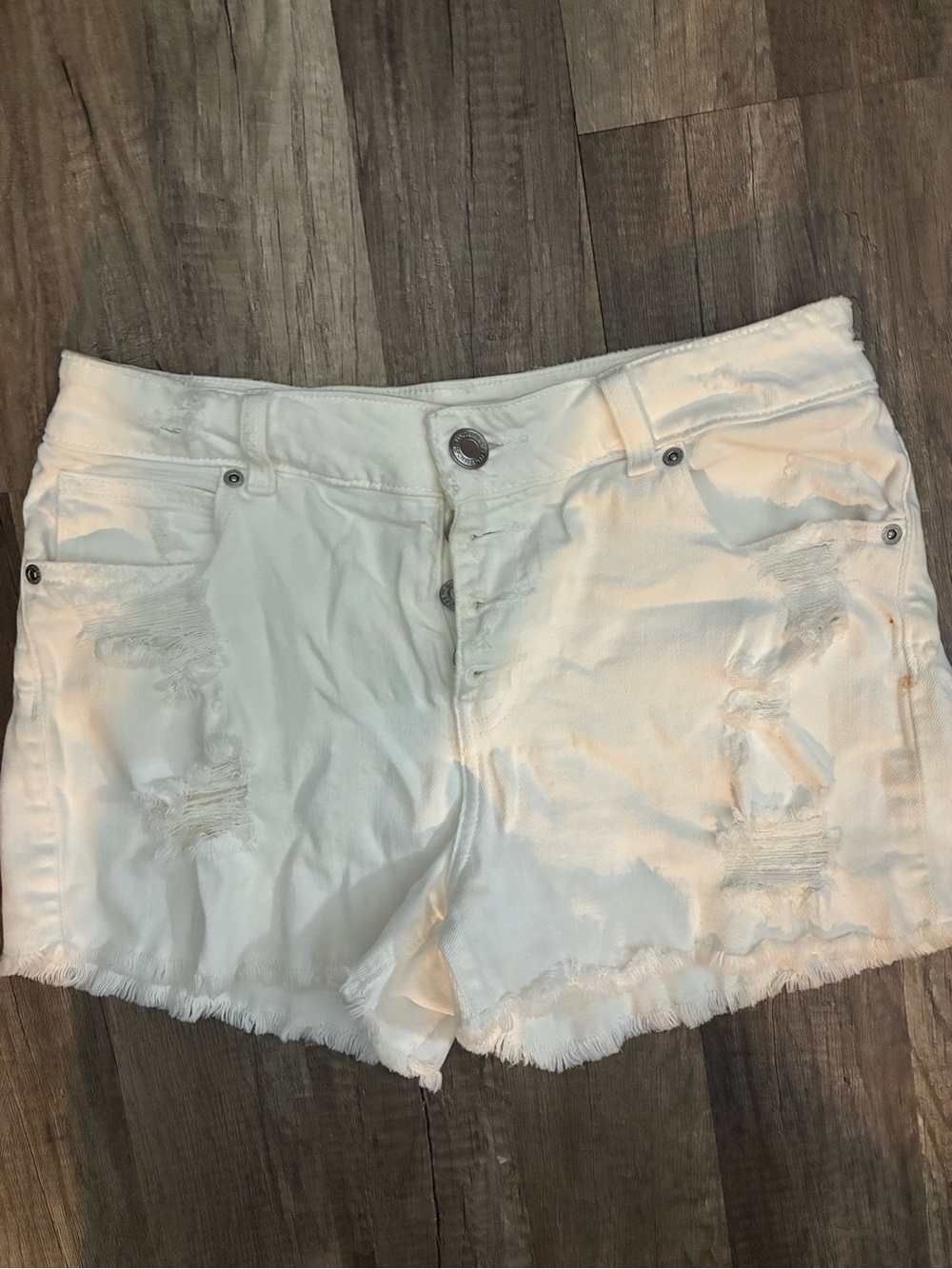 Maurices White Distressed Denim Jean Shorts